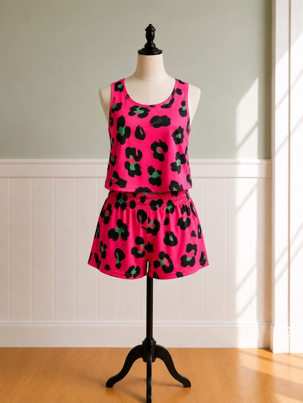 Hot Pink Leopard Print Tank & Short Set